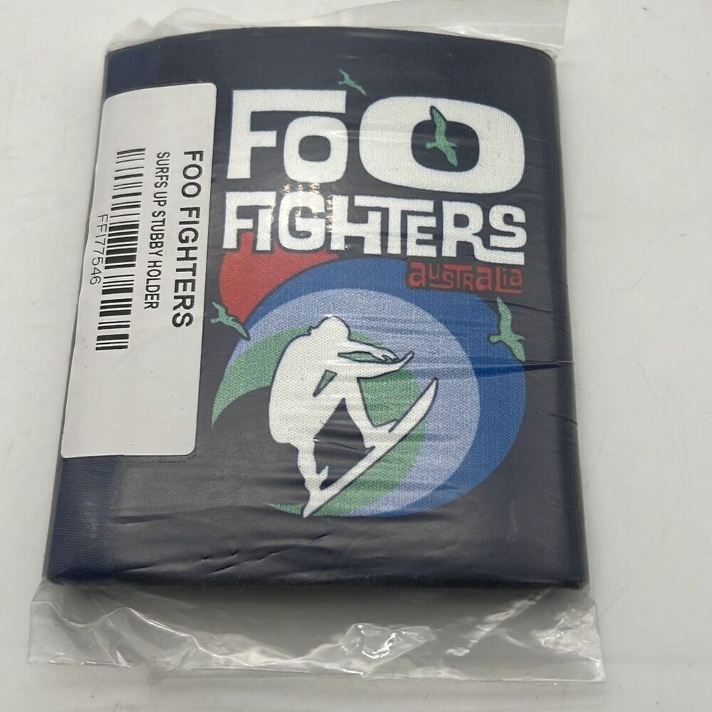 Foo‎ Fighters surfs up stubby holder drink beer cup sleeve concert release New